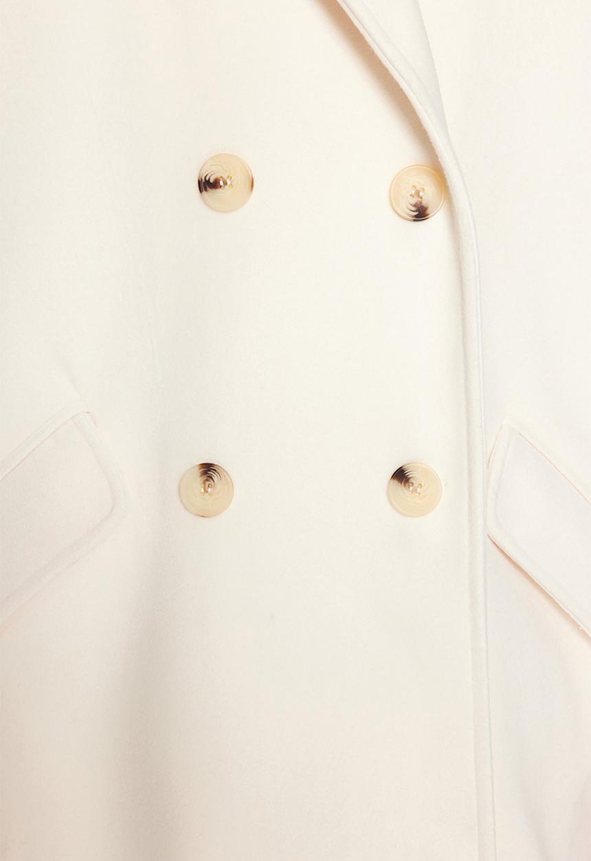 Trendyol - Oversized wide cut long stitched coat - ecru
