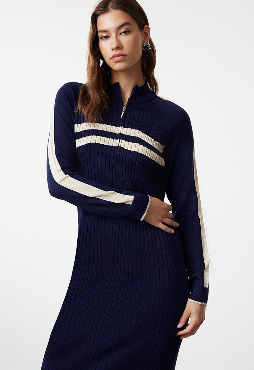 Trendyol - Colour block corded knitwear - navy blue