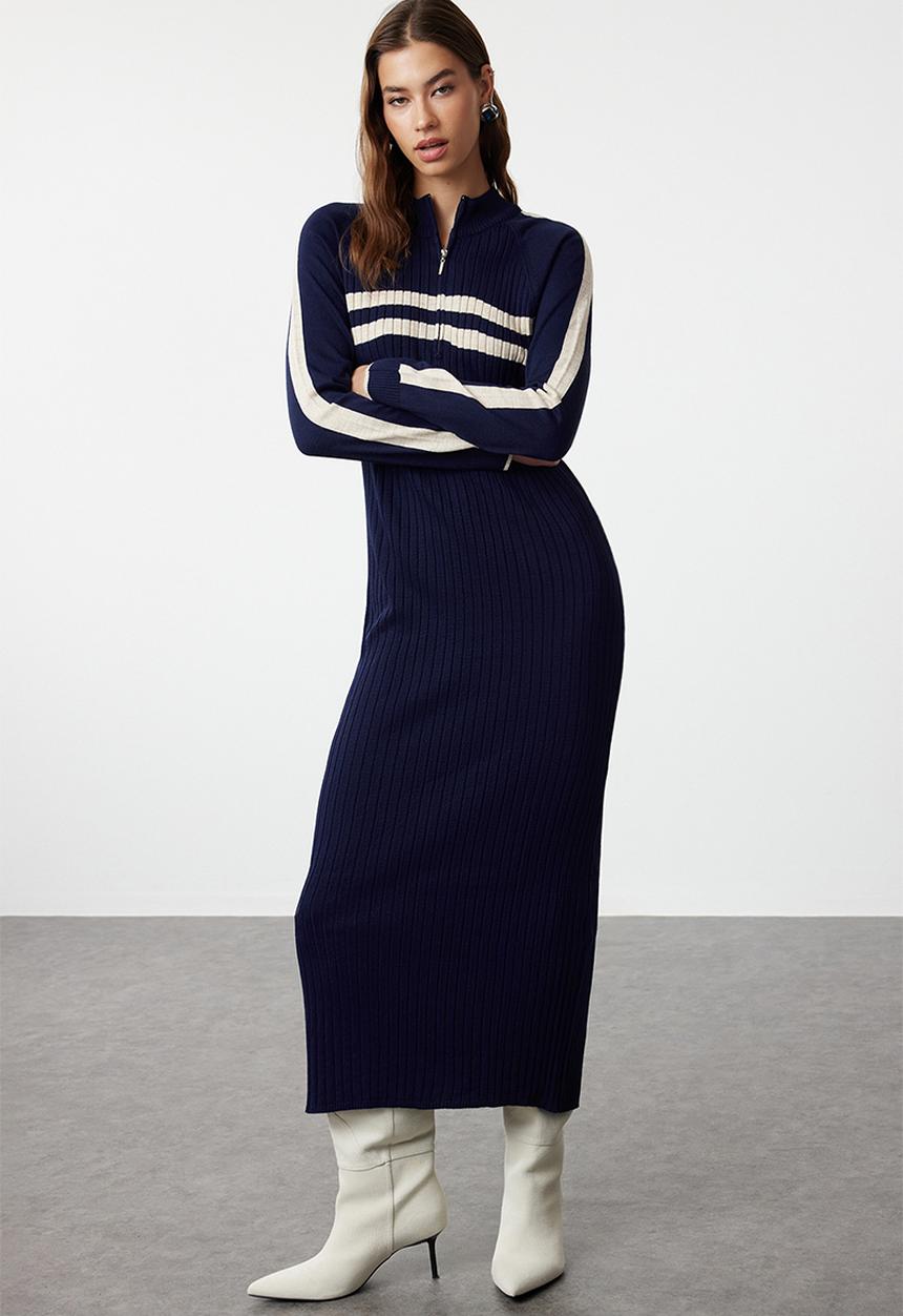 Trendyol - Colour block corded knitwear - navy blue