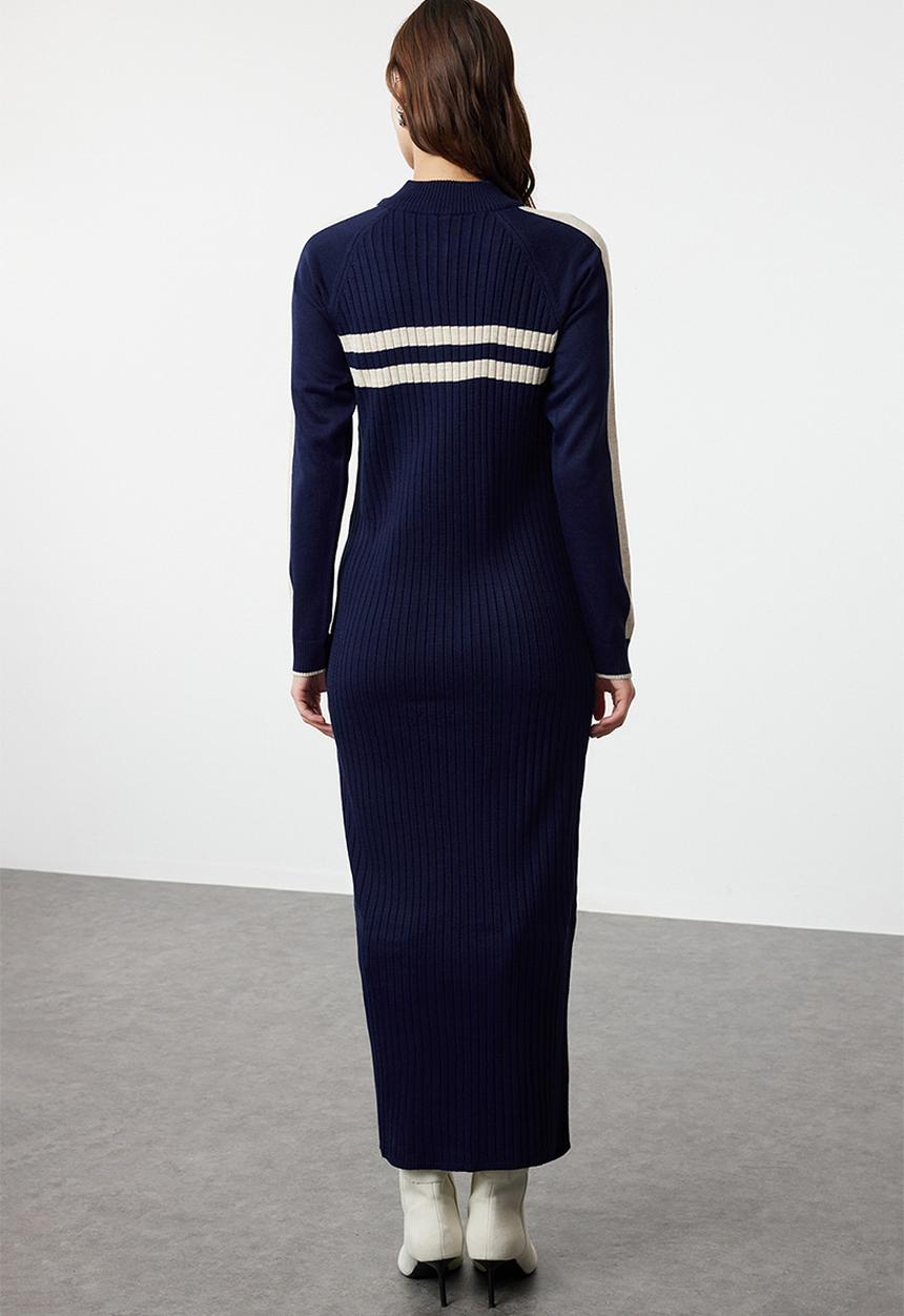 Trendyol - Colour block corded knitwear - navy blue