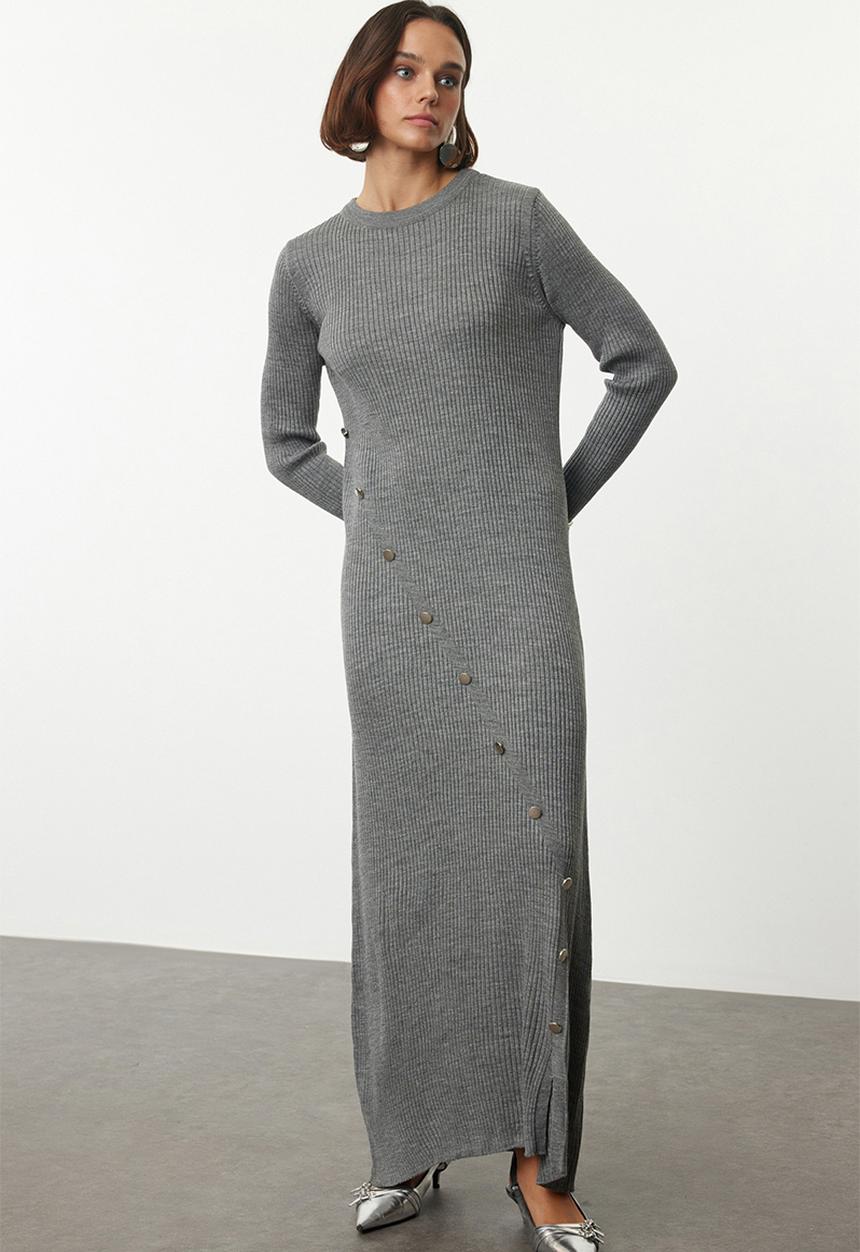 Trendyol - Button Detailed Knitwear - Gray 