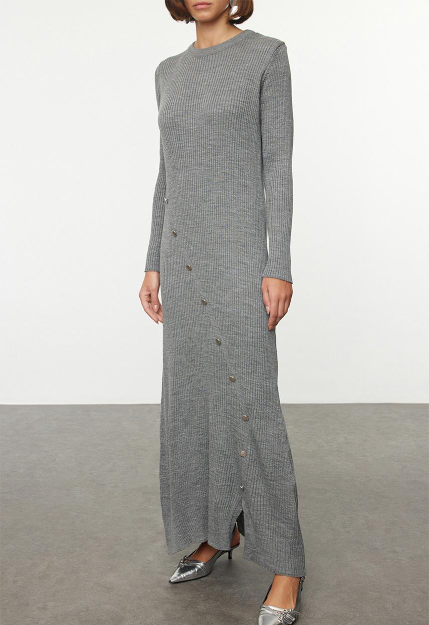 Trendyol - Button Detailed Knitwear - Gray 