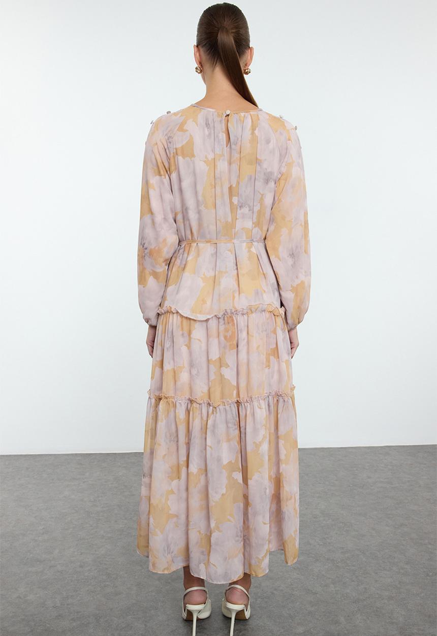 Trendyol - Chiffon Woven Floral Pattern - Mustard 