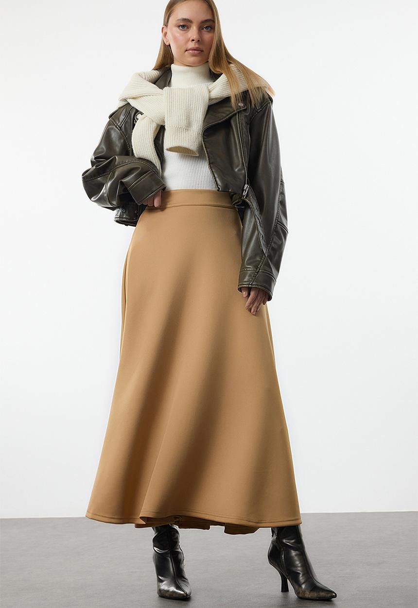 Trendyol - Skirt Godeli Knitted - Beige