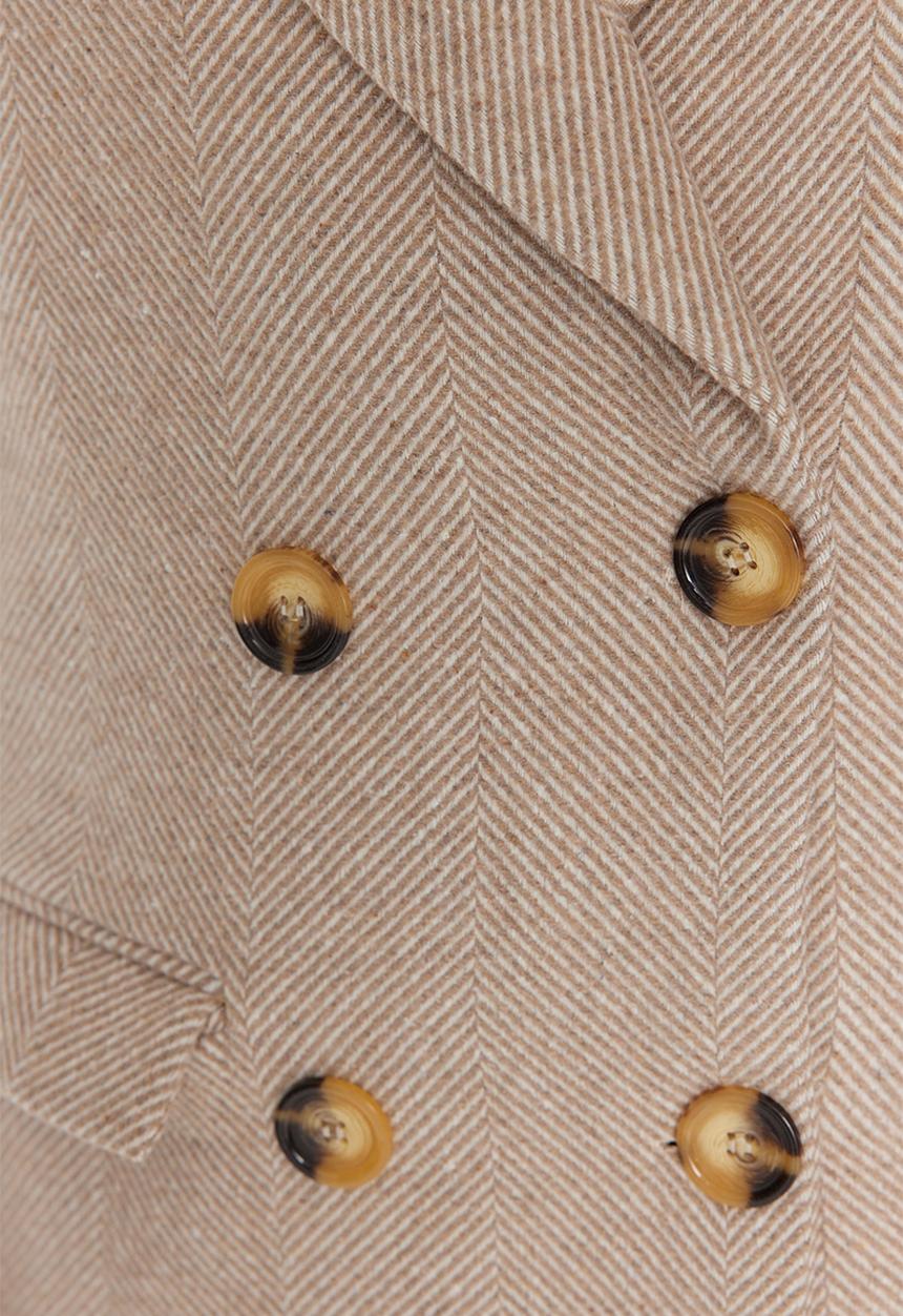 Trendyol - Herringbone patterned long cachet coat - brown 