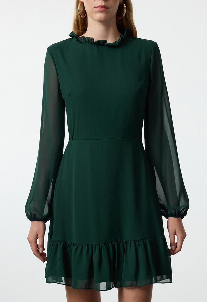 Trendyol - Plain woven winter dress - emerald green 