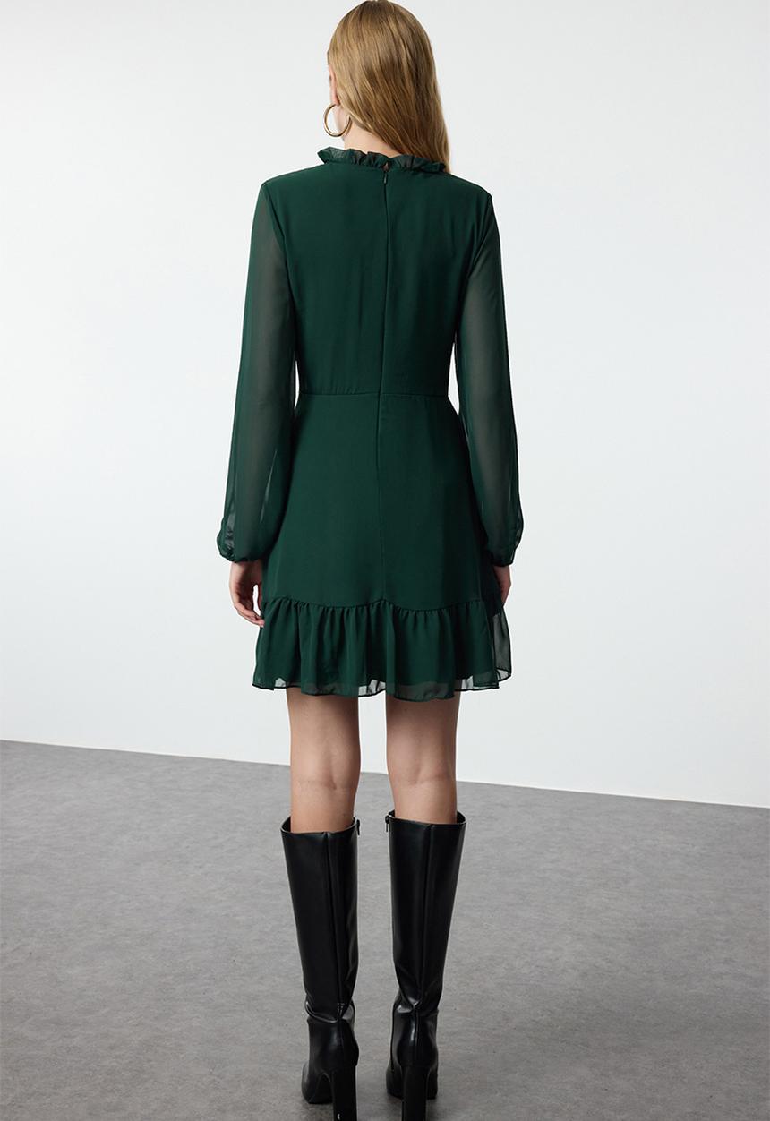 Trendyol - Plain woven winter dress - emerald green 