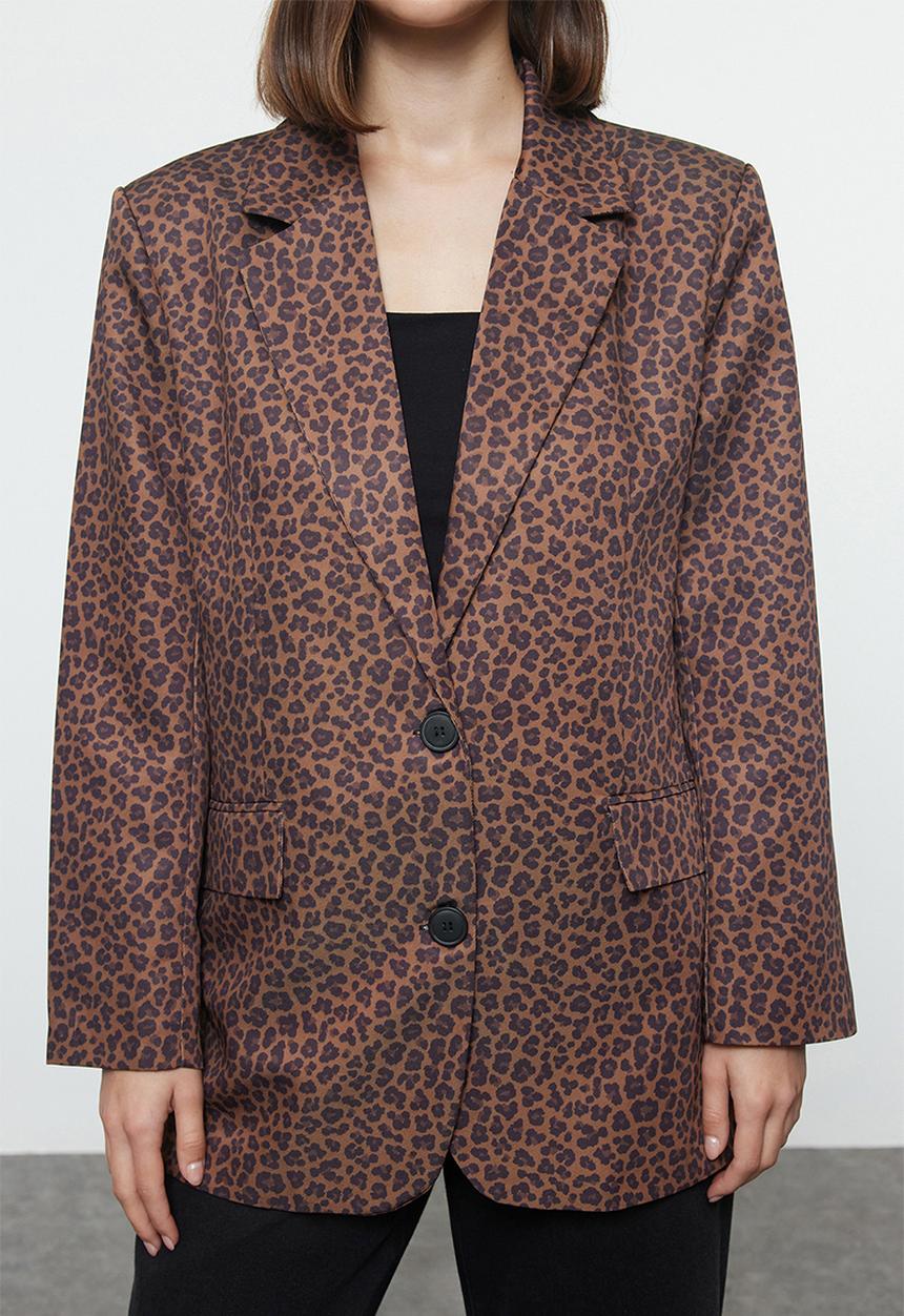 Trendyol - Leopard woven blazer jacket - multicolor 
