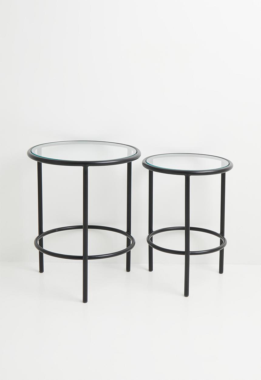 Sixth Floor - Emily glass nested side tables-black