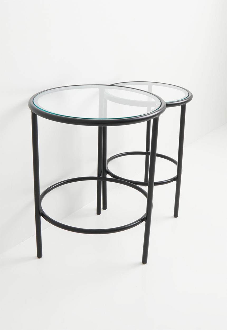 Sixth Floor - Emily glass nested side tables-black