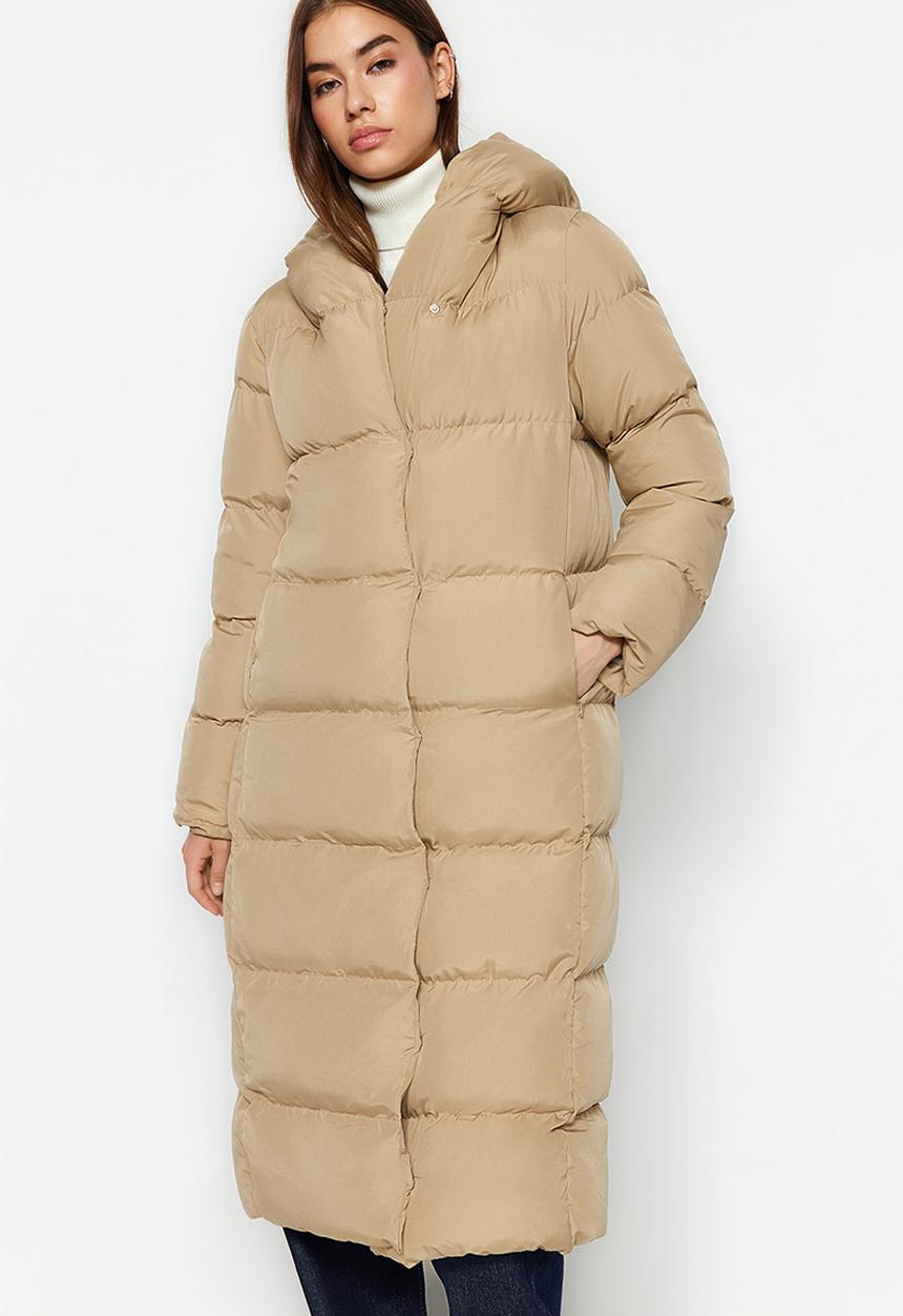 Trendyol - Regular snap closure water repellent quilted puffer coat - mink