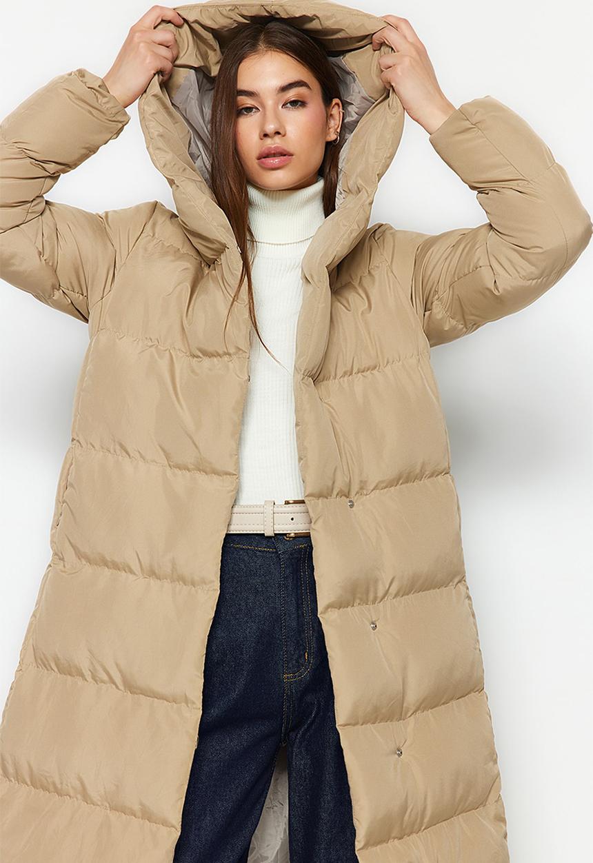 Trendyol - Regular snap closure water repellent quilted puffer coat - mink