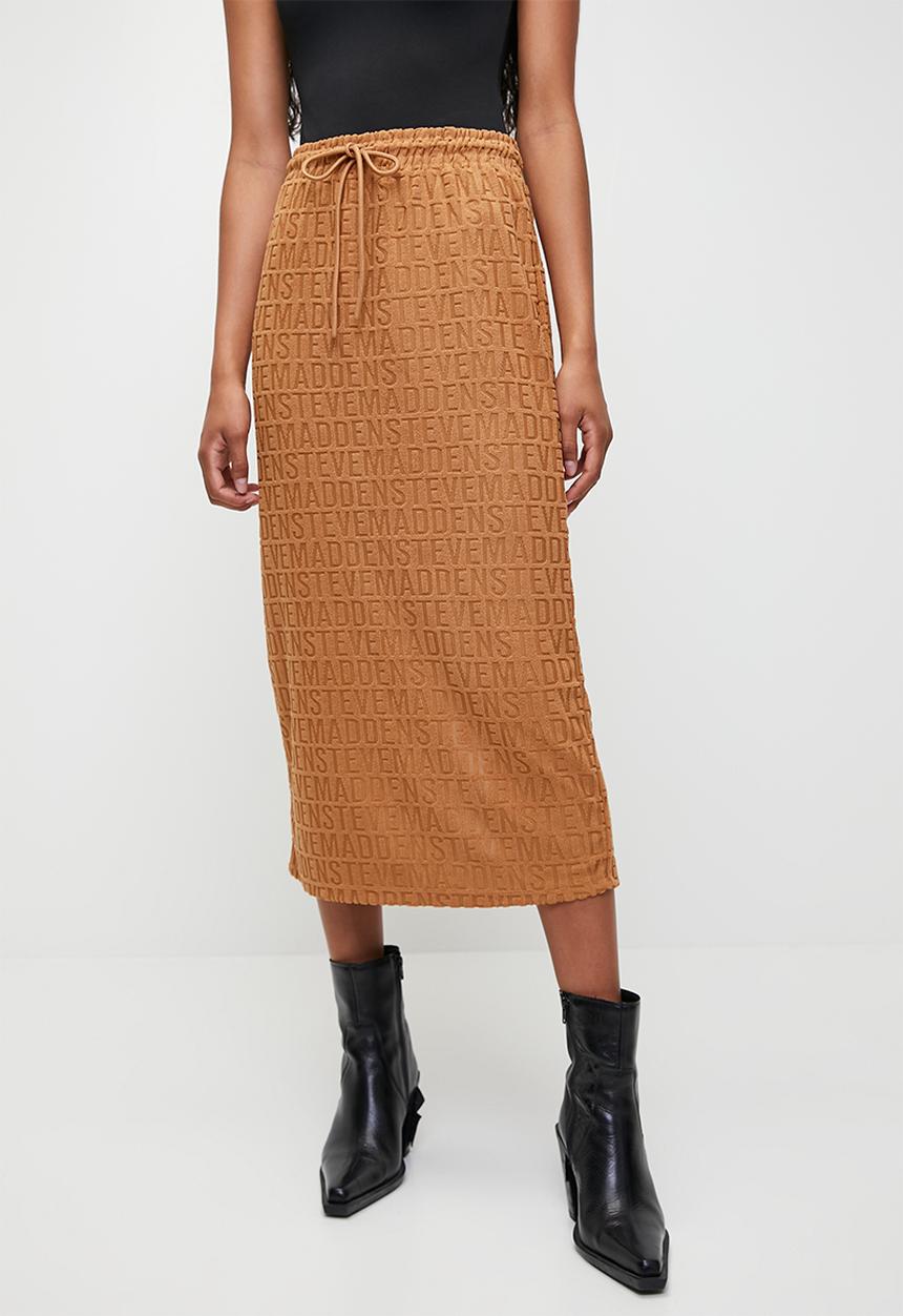 Steve Madden - Bonnie embossed logo skirt - dark caramel