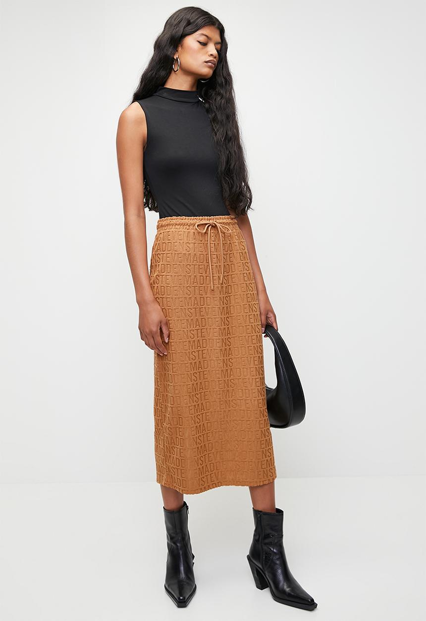 Steve Madden - Bonnie embossed logo skirt - dark caramel