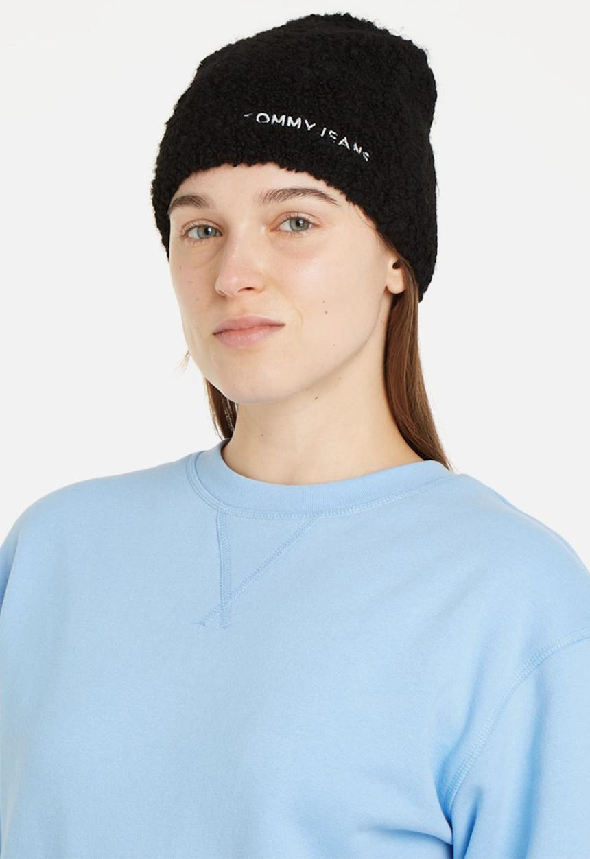 Tommy Hilfiger - Linear logo teddy beanie-black