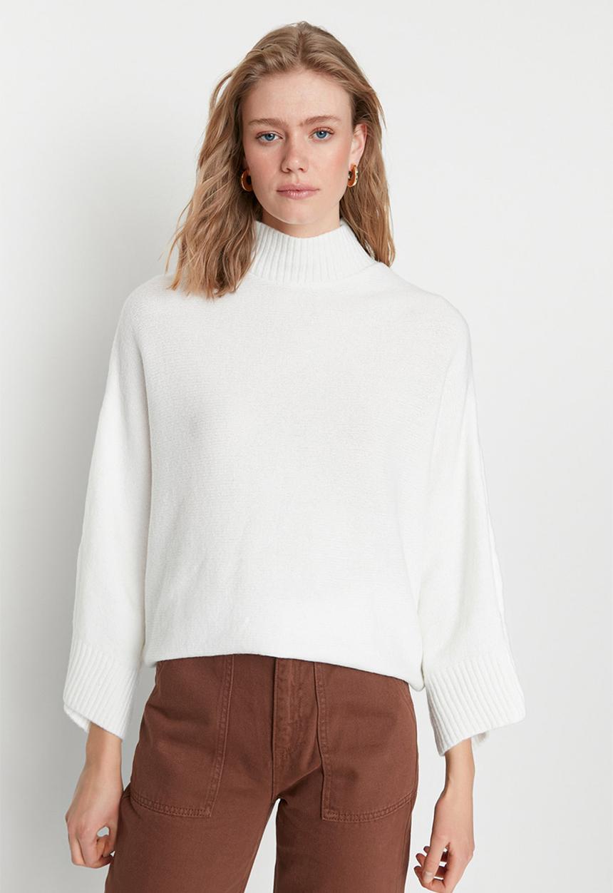 Trendyol - Ecru soft textured wide fit knitwear