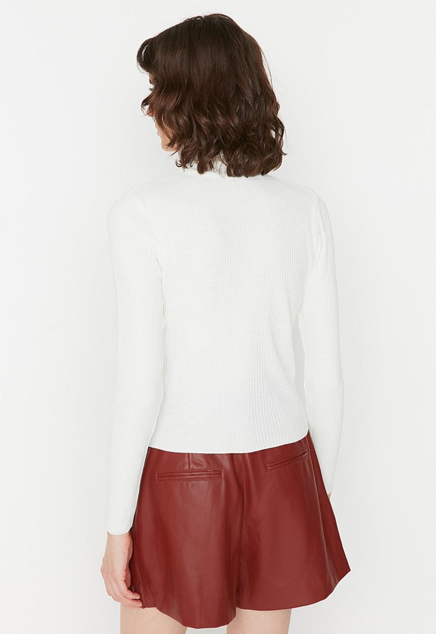 Trendyol - Ecru basic turtleneck knitwear sweater