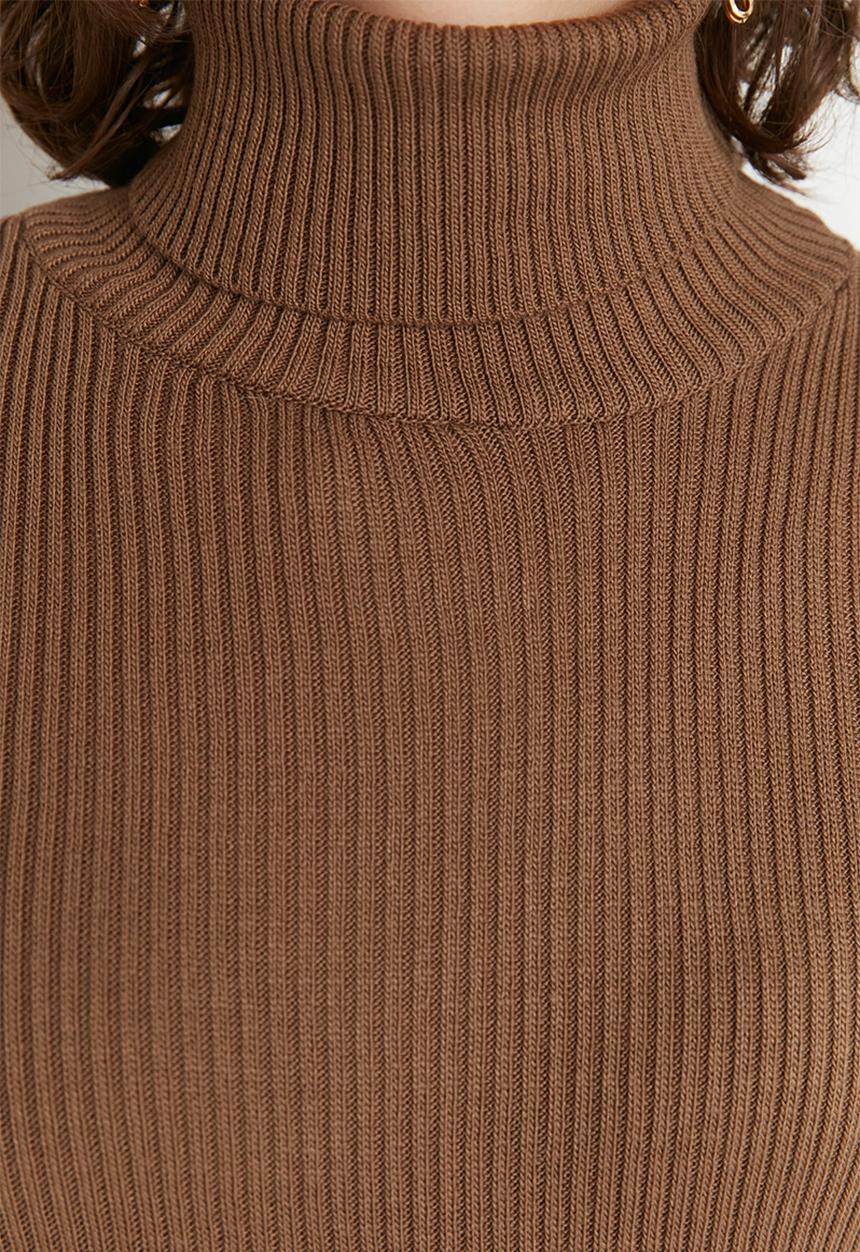 Trendyol - Brown basic turtleneck knitwear sweater
