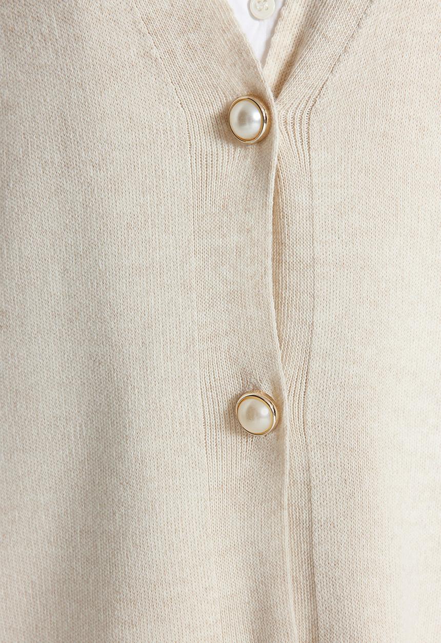 Trendyol - Stone Pearl Buttoned Cardigan-Pants Bottom-Top