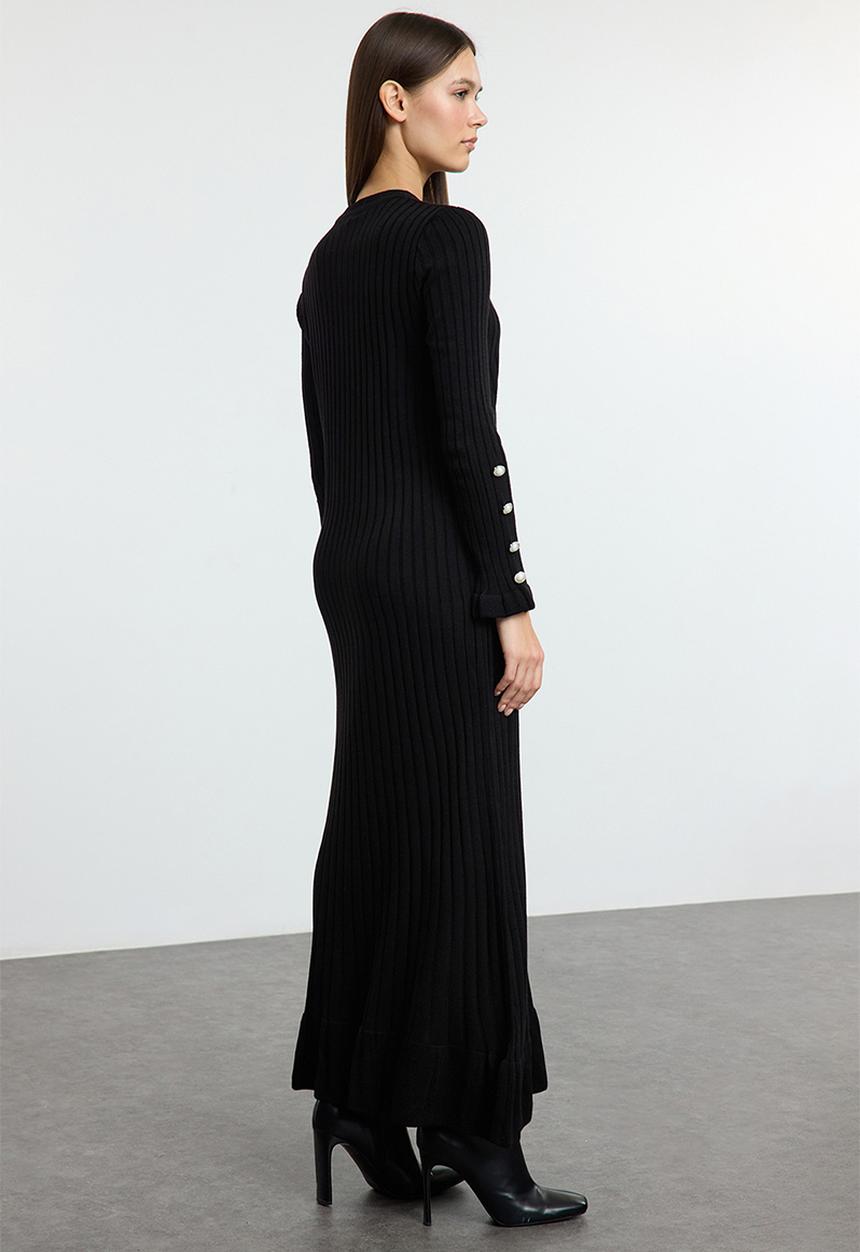 Trendyol - Black frilled rib knit