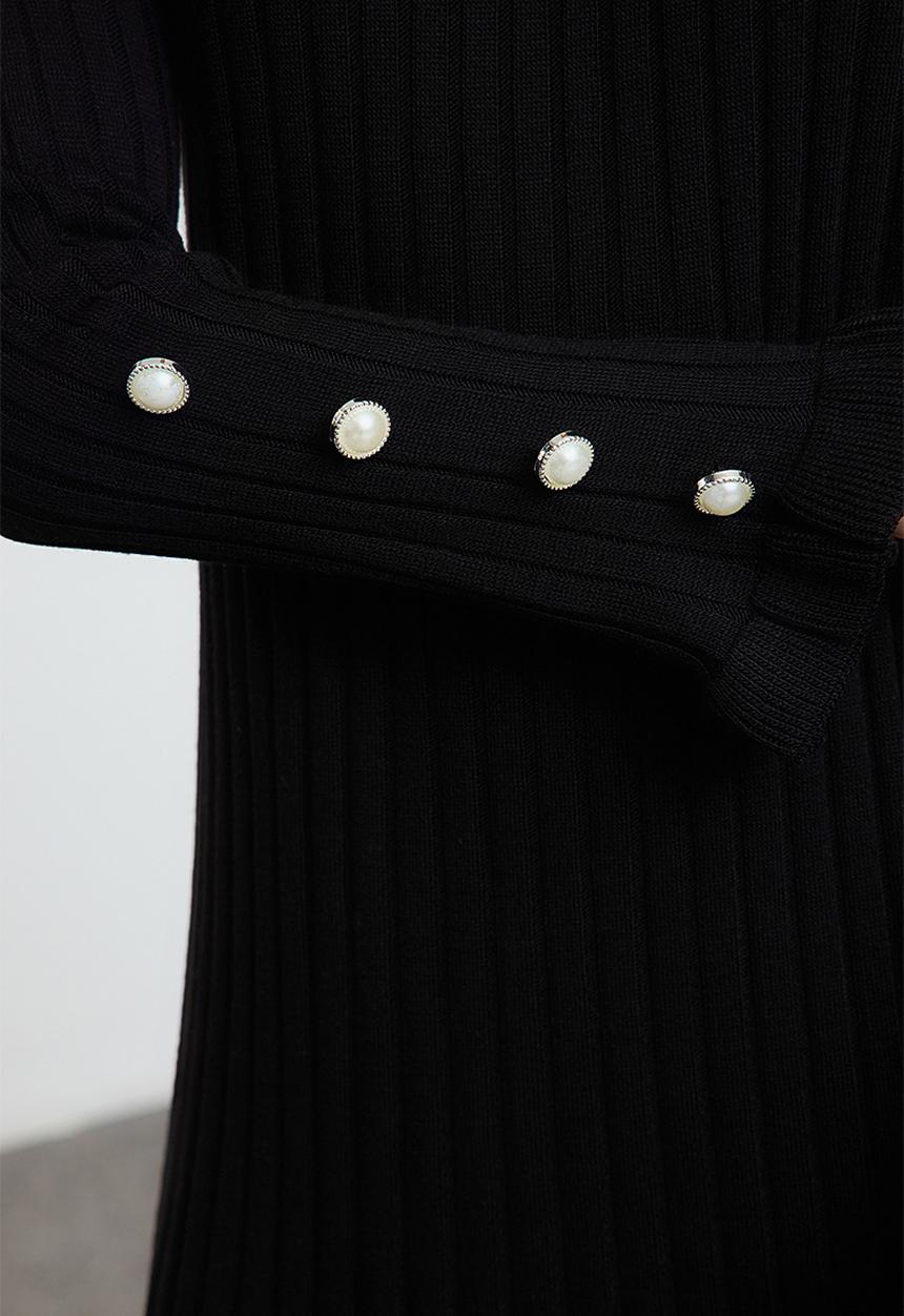 Trendyol - Black frilled rib knit