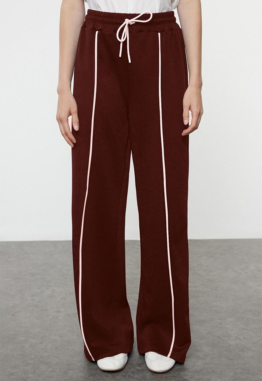 Trendyol - Brown Piping Detailed Knitted Top-Bottom