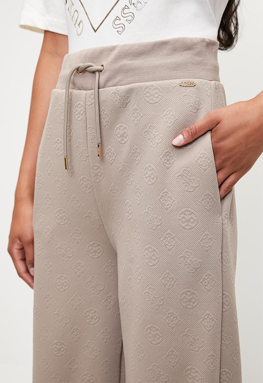 GUESS - Peony Logo Straight Long Pant - Peony Weathered Grey Aop