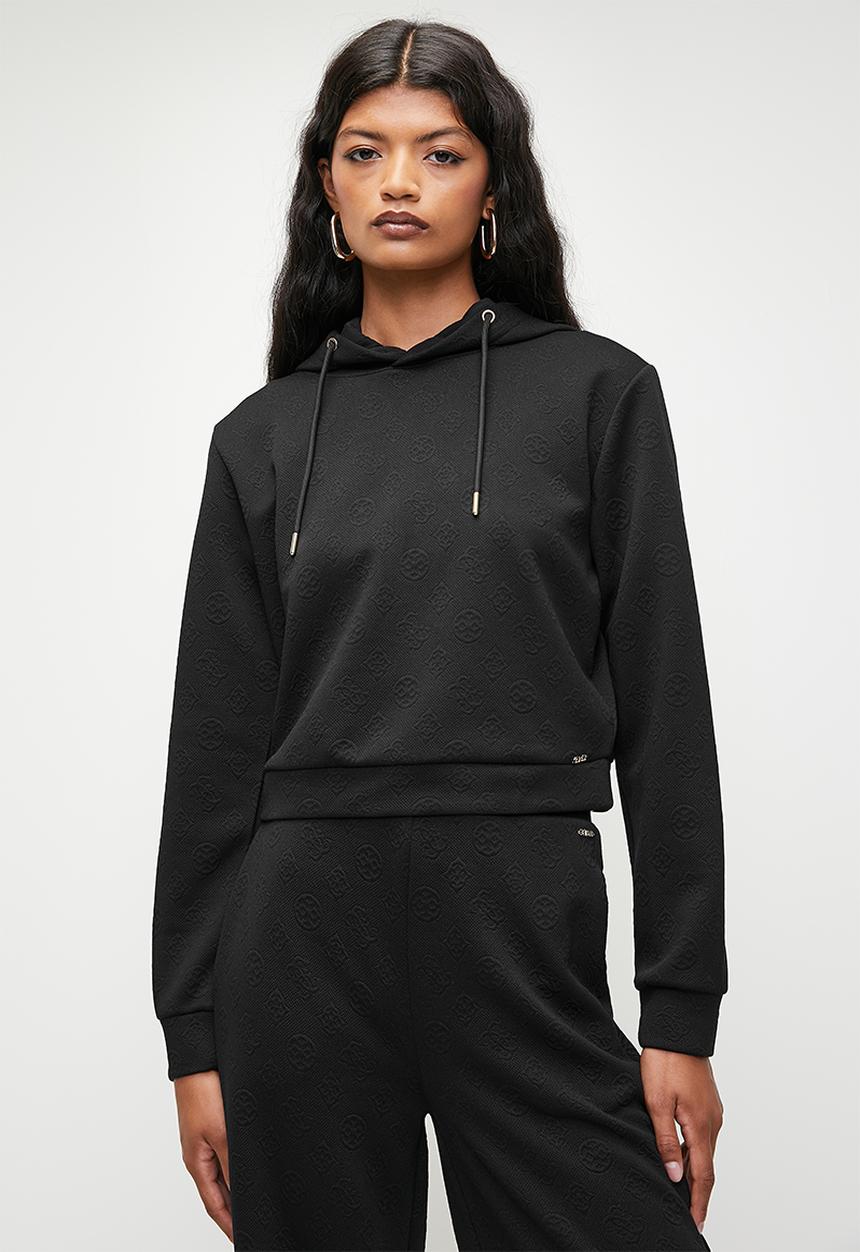 GUESS - Peony logo hoodie sweatshirt - peony black aop