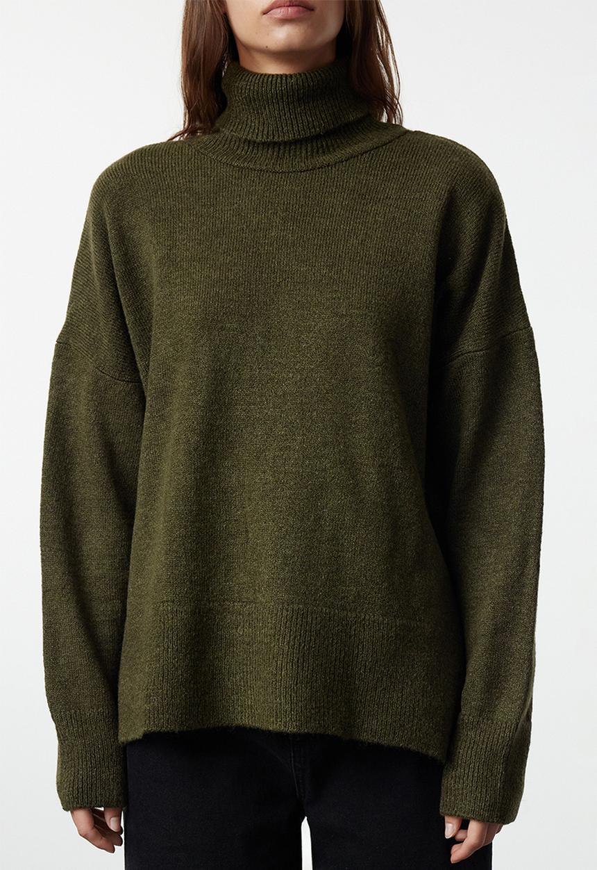 Trendyol - Soft texture wide pattern knitwear - khaki 