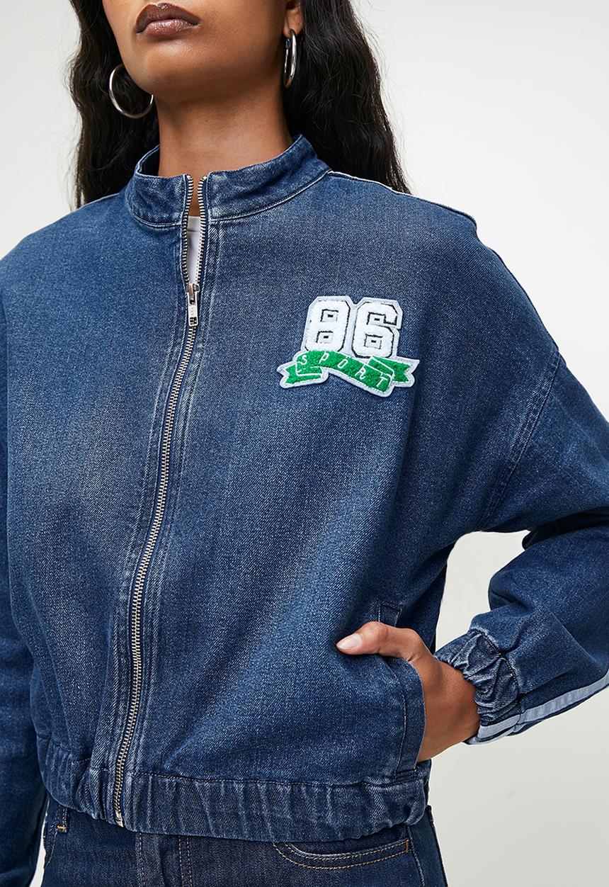 SISSY BOY - CAITLIN: Denim athleisure jacket - Dark Vintage