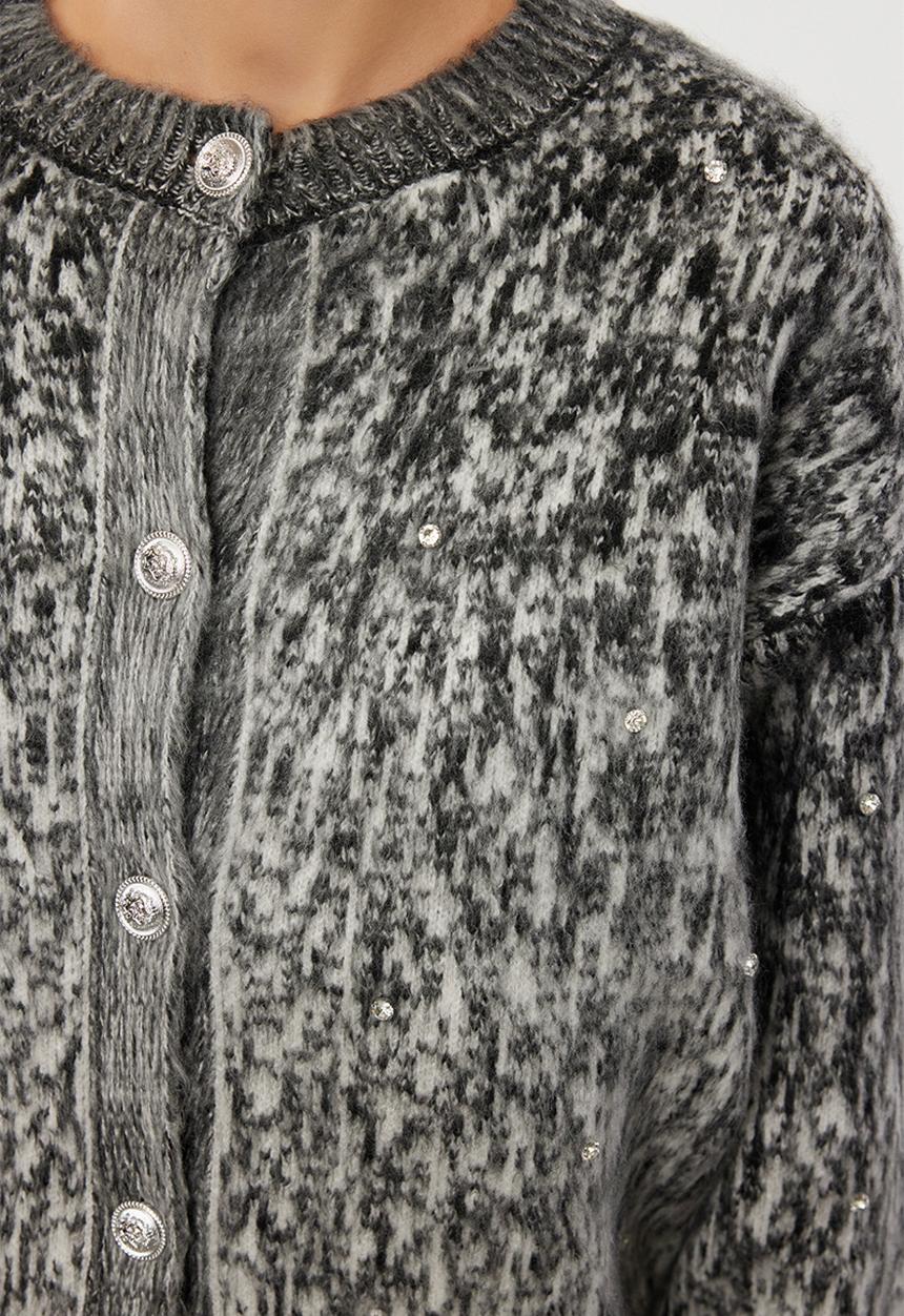 Trendyol - Soft textured patterned jacket look knitted - anthracite 