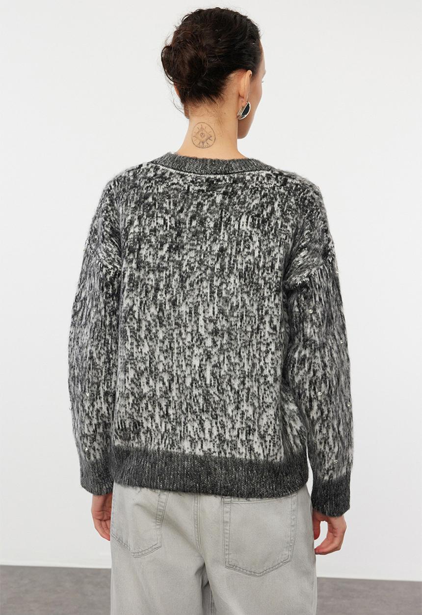 Trendyol - Soft textured patterned jacket look knitted - anthracite 