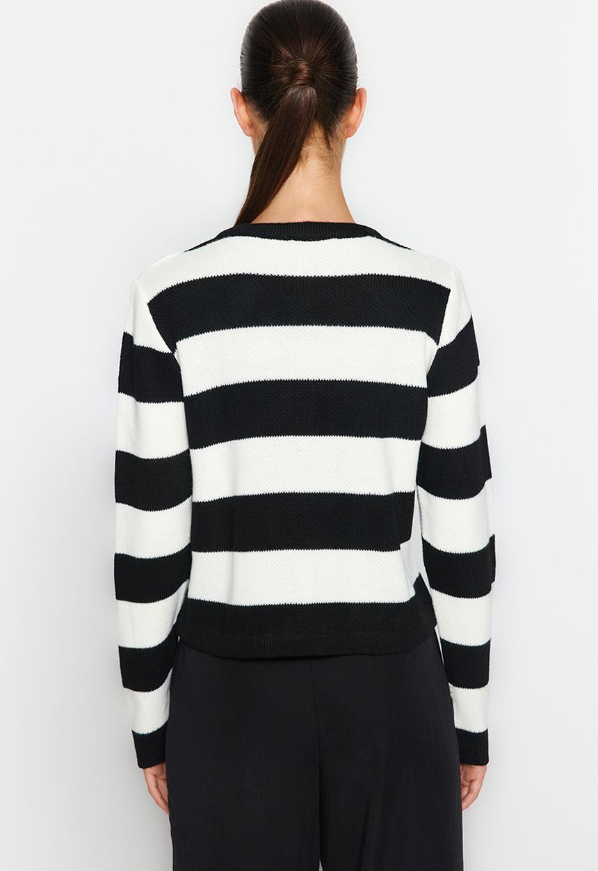 Trendyol - Striped basic jacket look knitwear cardigan - ecru 