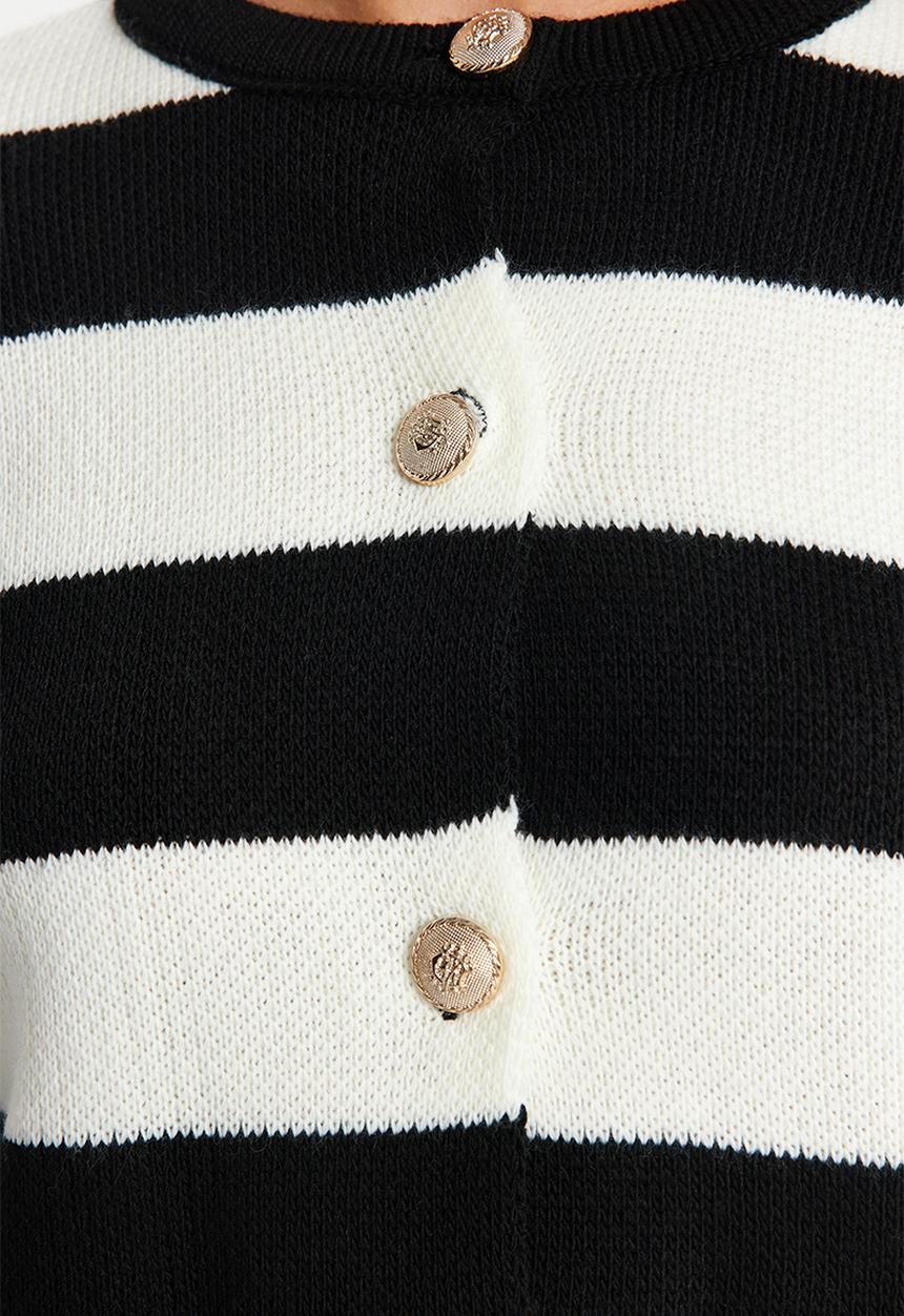 Trendyol - Striped basic jacket look knitwear cardigan - ecru 