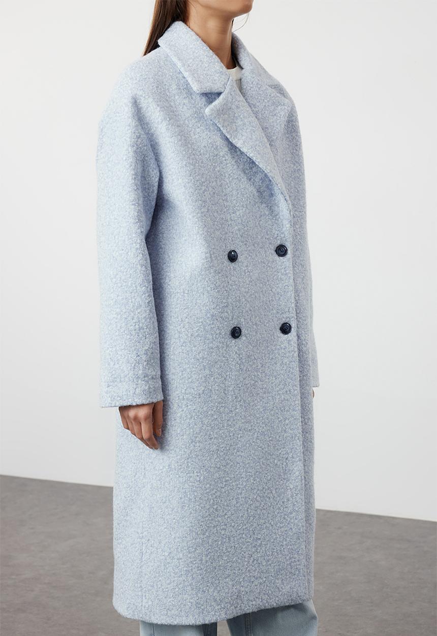 Trendyol - Oversize wide cut plush coat - baby blue 