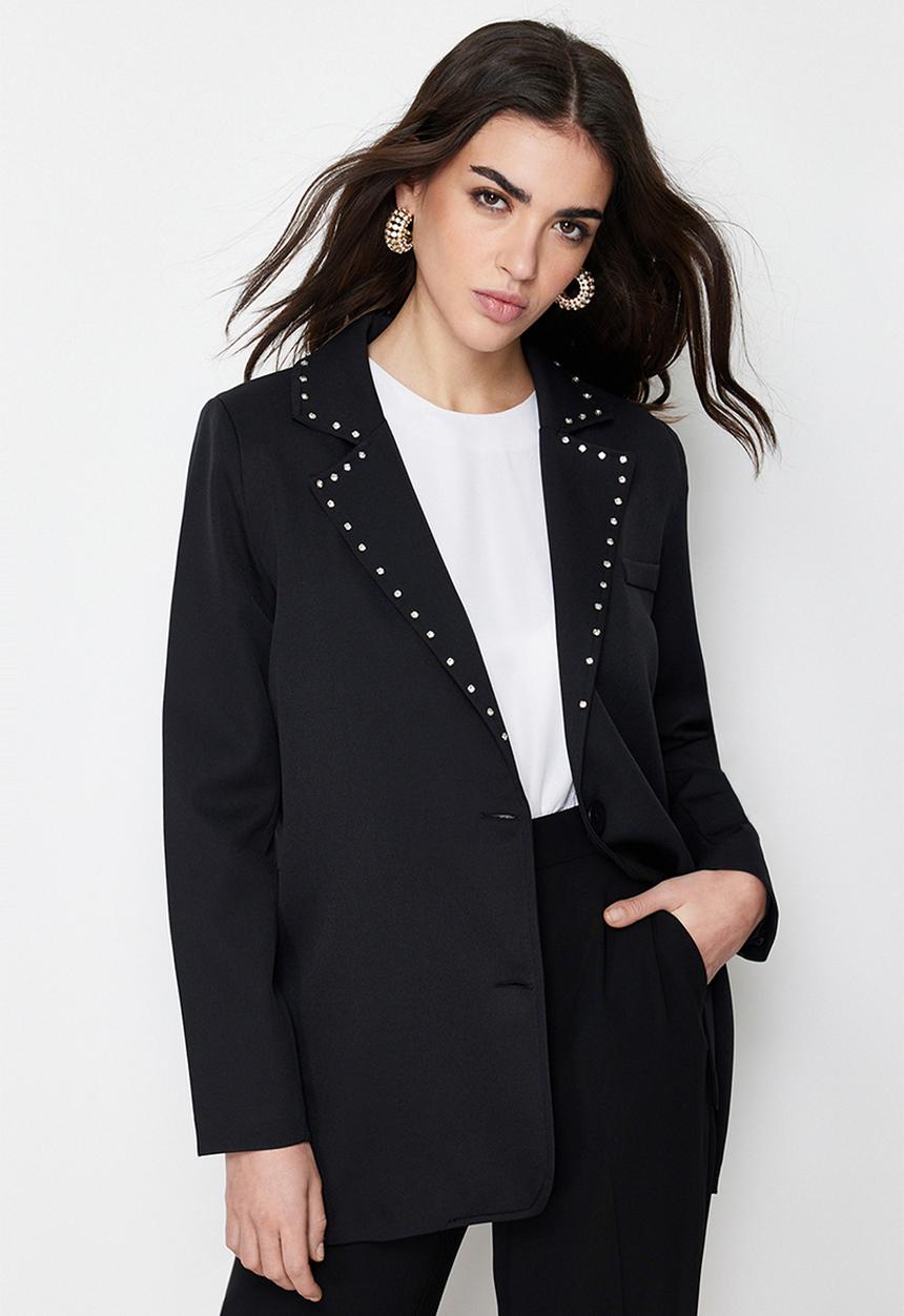 Trendyol - Collar Stone Detailed Woven - black