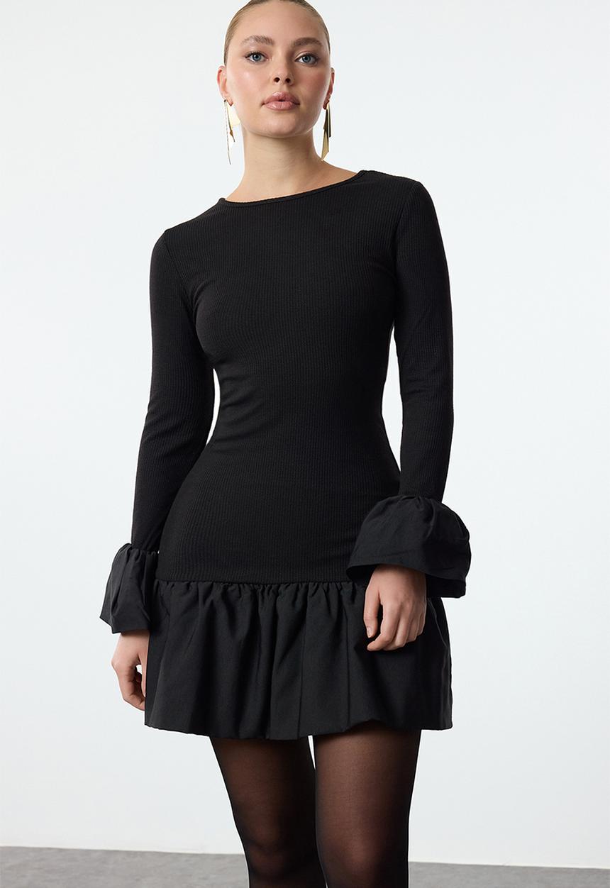 Trendyol - Balloon skirt detailed knitted short - black