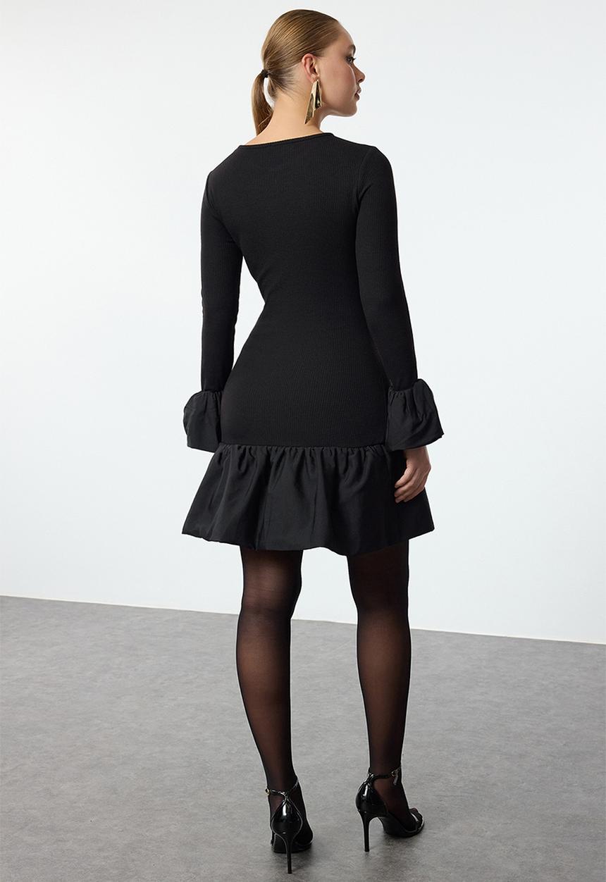 Trendyol - Balloon skirt detailed knitted short - black