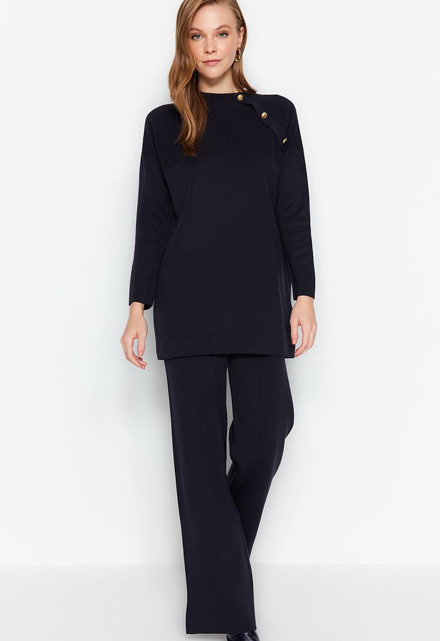 Trendyol - Button Detailed Two-Piece - Dark Navy Blue