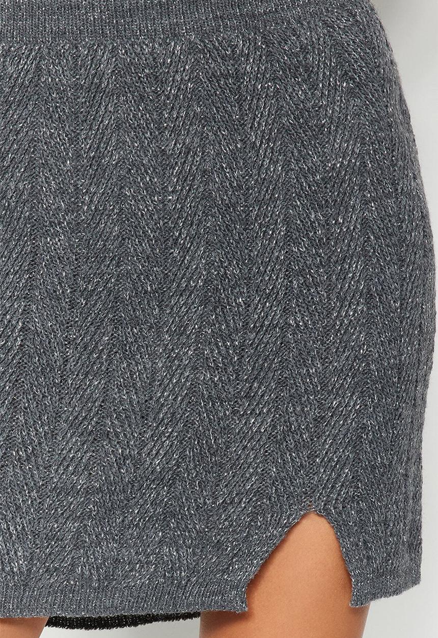 Trendyol - Silvery skirt-cardigan knitwear two piece set - anthracite 