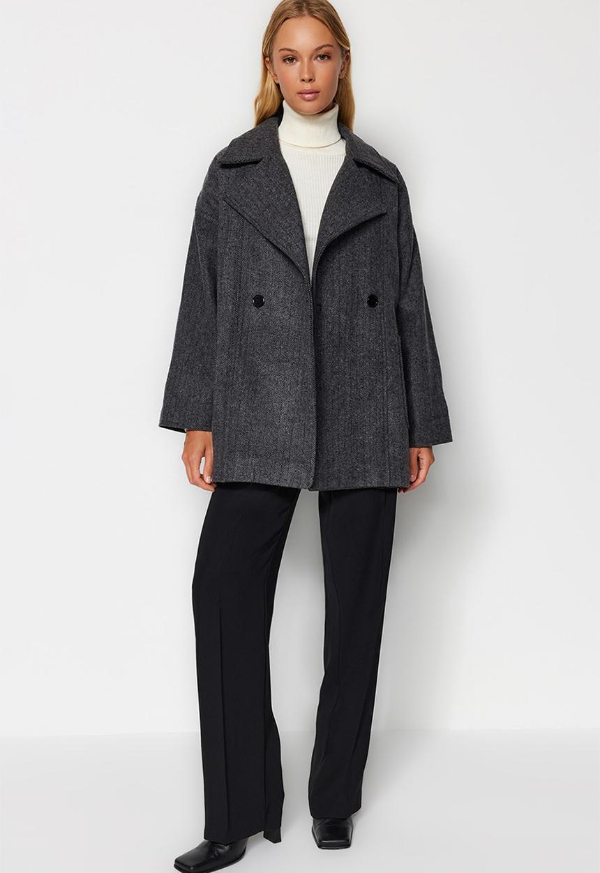 Trendyol - Oversize wide cut stamped coat - anthracite 