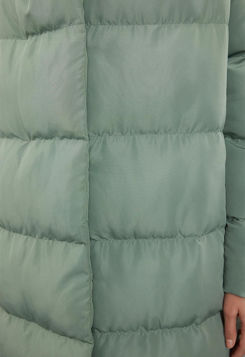 Trendyol - Light khaki snap closure water repellent long quilted puffer jacket