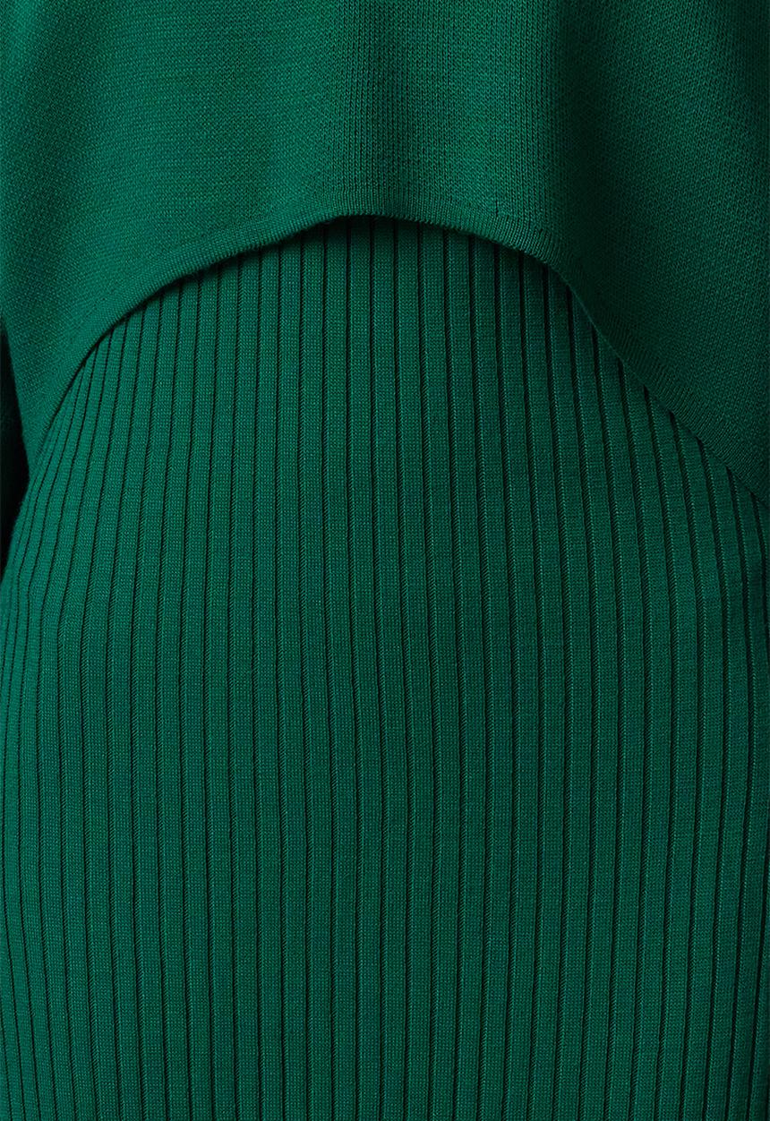Trendyol - Midi knitted sweater dress set - green
