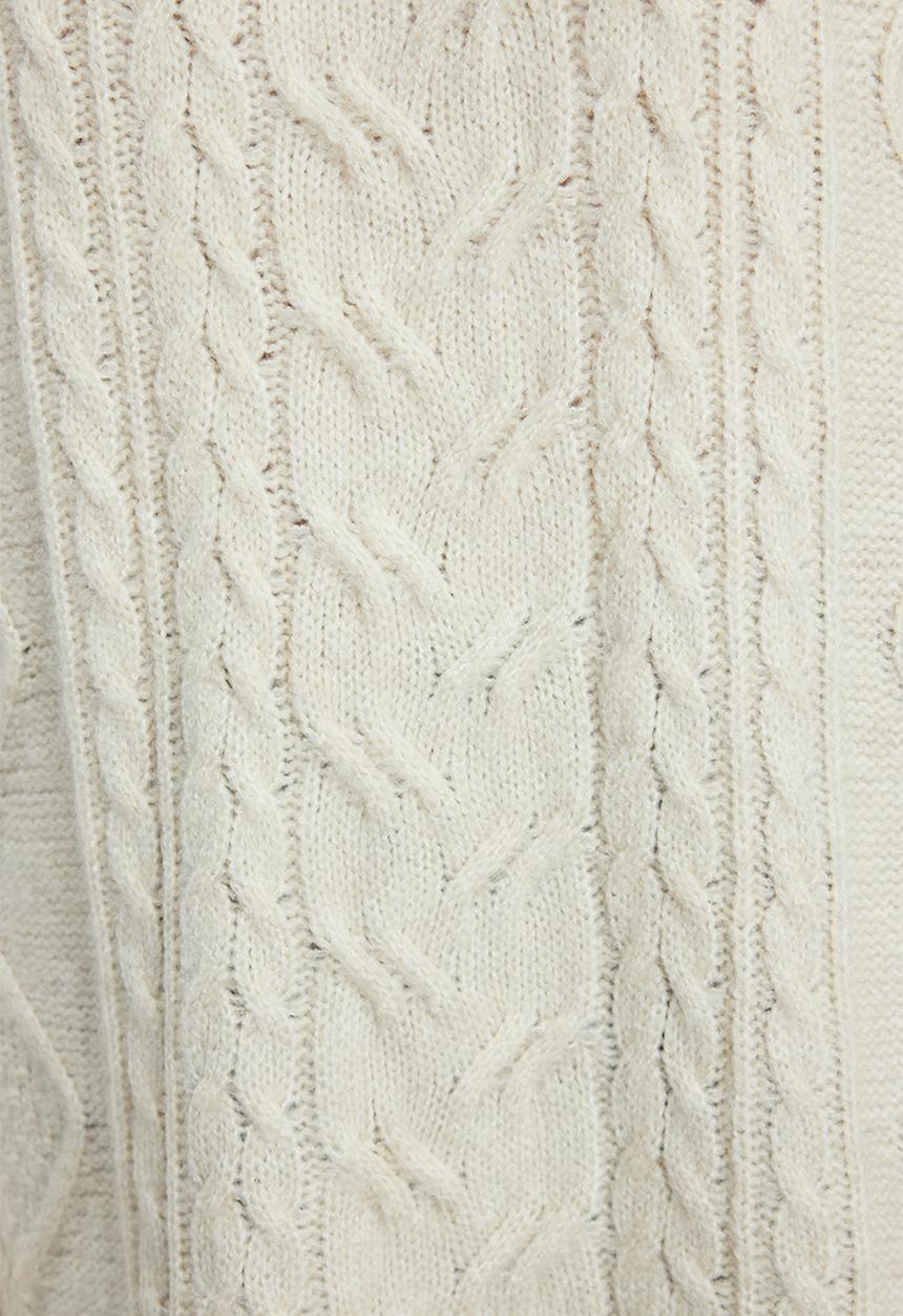Trendyol - Hair knitted patterned tassel sweater - stone 