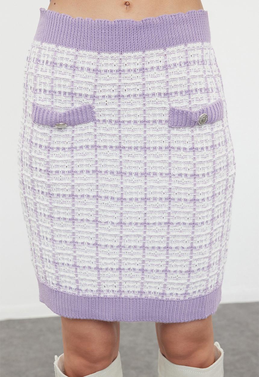 Trendyol - Tweed look glittery knitwear bottom-top set - lilac