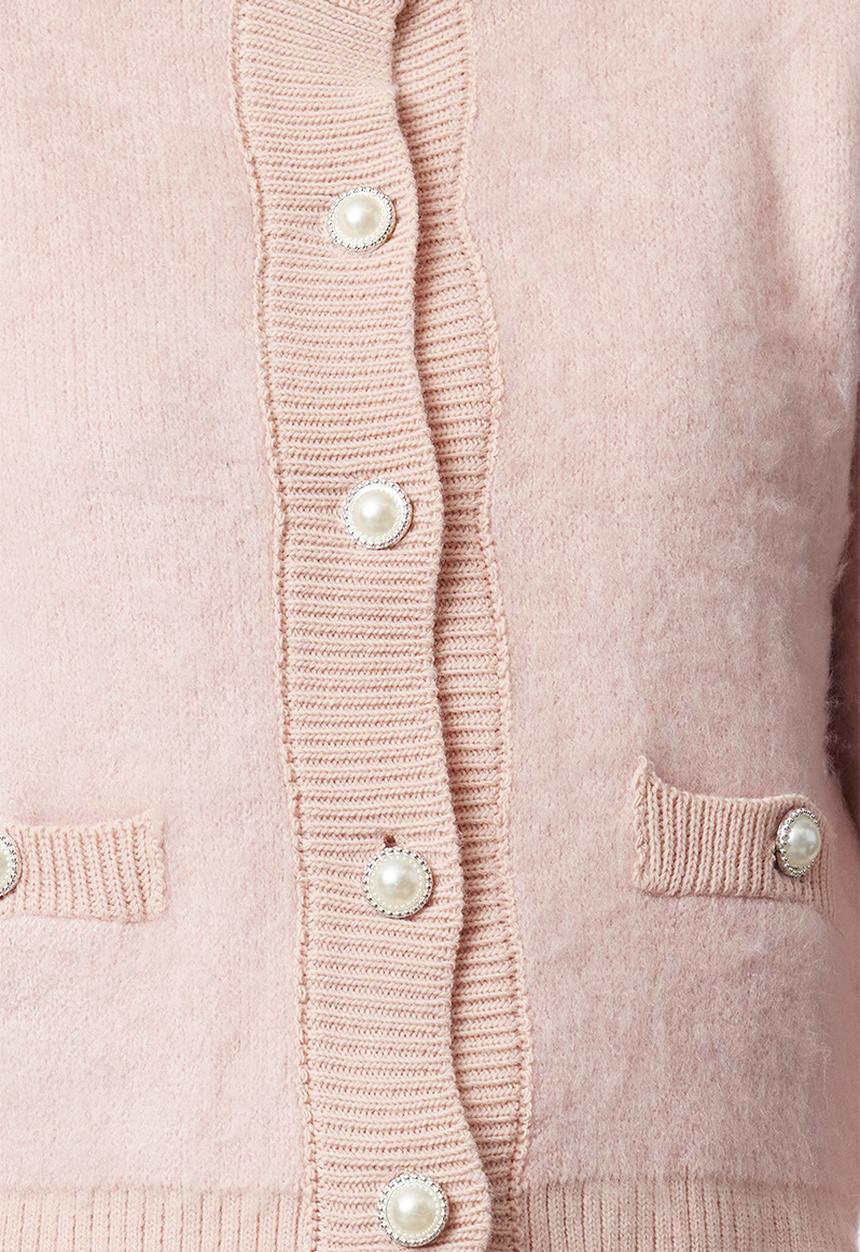 Trendyol - Crop soft texture jacket look knitwear - powder 