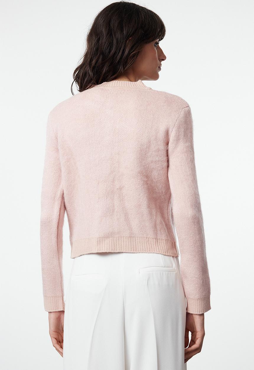 Trendyol - Crop soft texture jacket look knitwear - powder 
