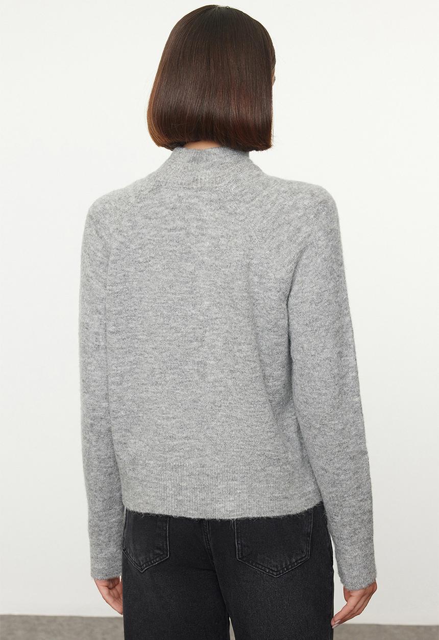 Trendyol - Wool high collar knitwear sweater - grey 