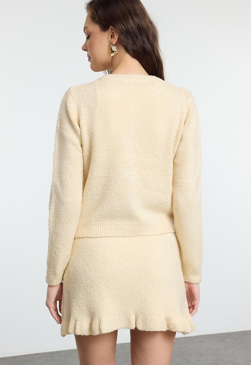 Trendyol - Boucle belted knitwear bottom-top set - stone