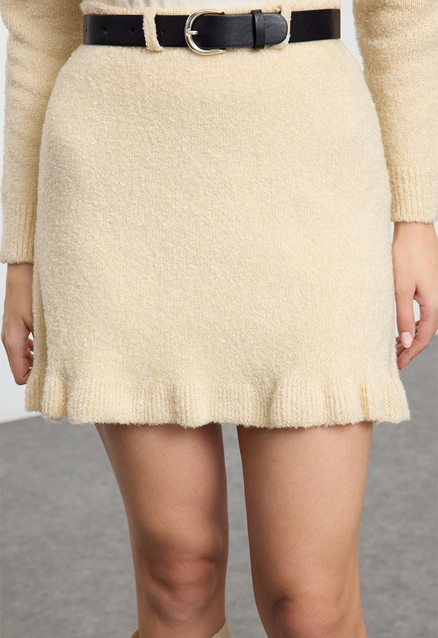 Trendyol - Boucle belted knitwear bottom-top set - stone